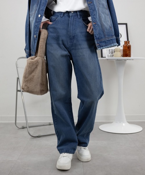 RCD(アールシーディー)の「デニムハイライズ デニムストレートパンツ(デニムパンツ・レディース・ネイビー/ワンウォッシュ/ブルー・4L/M/LL/3L/L)」の8枚目の写真