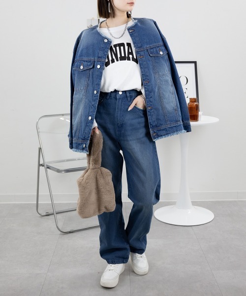 RCD(アールシーディー)の「デニムハイライズ デニムストレートパンツ(デニムパンツ・レディース・ネイビー/ワンウォッシュ/ブルー・4L/M/LL/3L/L)」の17枚目の写真