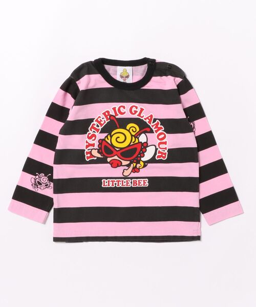 HYSTERIC MINI（ヒステリックミニ）の「LITTLE BEE ボーダー 長袖Tシャツ（Tシャツ/カットソー・キッズ・ピンク系その他/イエロー系その他/ホワイト系その他・90/80）」の3枚目の写真