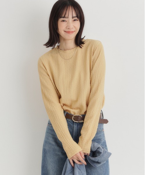 セール】【HONEYSUCKLE ROSE】ジャガード長袖Tシャツ (軽やかさ / 女性