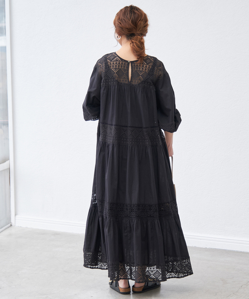 Spick & Span（スピックアンドスパン）の「《新色有り / 追加》HYUレースギャザーワンピース（ワンピース・レディース・ブラック/ブラウン・FREE）」の9枚目の写真