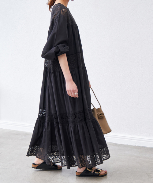 Spick & Span（スピックアンドスパン）の「《新色有り / 追加》HYUレースギャザーワンピース（ワンピース・レディース・ブラック/ブラウン・FREE）」の10枚目の写真