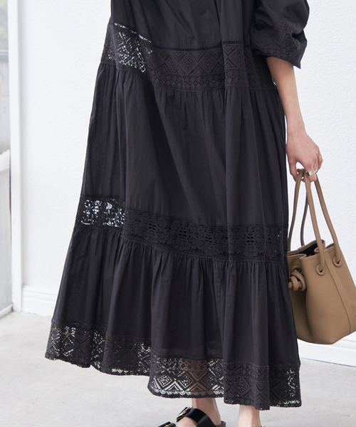 Spick & Span（スピックアンドスパン）の「《新色有り / 追加》HYUレースギャザーワンピース（ワンピース・レディース・ブラック/ブラウン・FREE）」の14枚目の写真