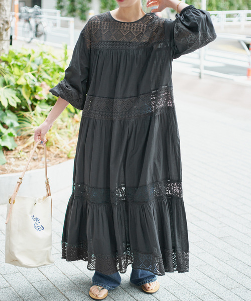 Spick & Span（スピックアンドスパン）の「《新色有り / 追加》HYUレースギャザーワンピース（ワンピース・レディース・ブラック/ブラウン・FREE）」の20枚目の写真