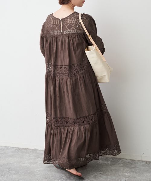 Spick & Span（スピックアンドスパン）の「《新色有り / 追加》HYUレースギャザーワンピース（ワンピース・レディース・ブラック/ブラウン・FREE）」の7枚目の写真