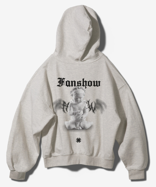 DEMONIC ANGEL OVERSIZE DOUBLE JERSEY HOODIE — худи oatmeal