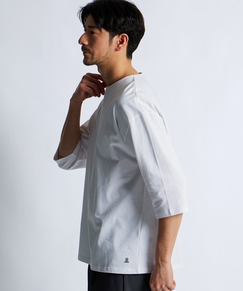 LANVIN en Bleu(ランバンオンブルー)の「シルキータッチ キーネック 7分袖 Tシャツ(Tシャツ/カットソー・メンズ・チャコールグレー/ブラック/ホワイト・46/48/50/52)」の10枚目の写真