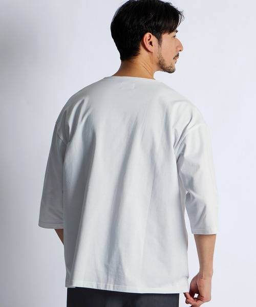 LANVIN en Bleu(ランバンオンブルー)の「シルキータッチ キーネック 7分袖 Tシャツ(Tシャツ/カットソー・メンズ・チャコールグレー/ブラック/ホワイト・46/48/50/52)」の11枚目の写真