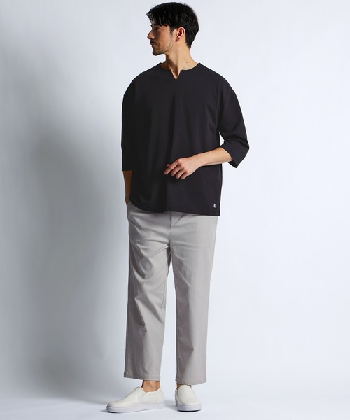 LANVIN en Bleu(ランバンオンブルー)の「シルキータッチ キーネック 7分袖 Tシャツ(Tシャツ/カットソー・メンズ・チャコールグレー/ブラック/ホワイト・46/48/50/52)」の5枚目の写真