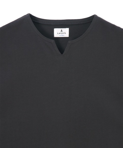 LANVIN en Bleu(ランバンオンブルー)の「シルキータッチ キーネック 7分袖 Tシャツ(Tシャツ/カットソー・メンズ・チャコールグレー/ブラック/ホワイト・46/48/50/52)」の16枚目の写真