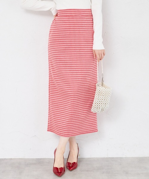 tocco closet(トッコ クローゼット)の「【ZOZO限定】ギンガムチェックタイトスカート(スカート・レディース・レッド/ブラック・M)」の1枚目の写真