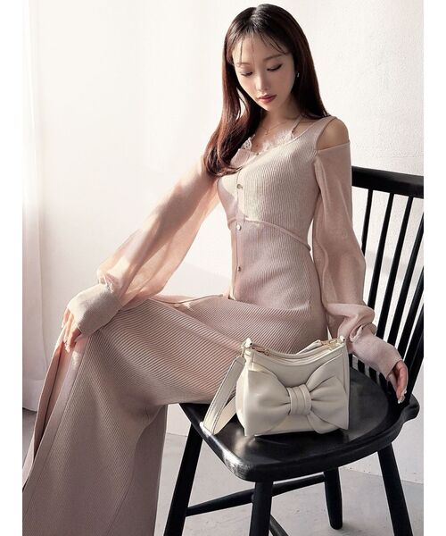 RESEXXY（リゼクシー）の「レースレイヤードリブニットワンピース（ワンピース・レディース・ブルー/ブラック/ピンク・FREE）」の15枚目の写真