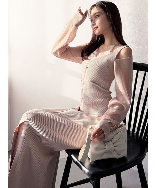 RESEXXY（リゼクシー）の「レースレイヤードリブニットワンピース（ワンピース・レディース・ブルー/ブラック/ピンク・FREE）」の16枚目の写真