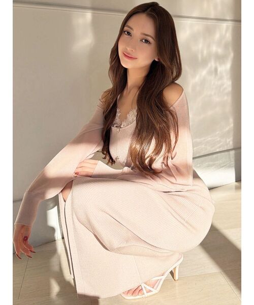 RESEXXY（リゼクシー）の「レースレイヤードリブニットワンピース（ワンピース・レディース・ブルー/ブラック/ピンク・FREE）」の22枚目の写真