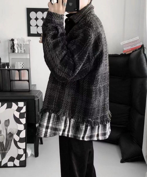 FVLMEN(フルメン)の「【FVLMEN】リメイク レイヤード ツイード チェック シャツ ジャケット(シャツ/ブラウス・メンズ・ブラック/ホワイト・MEDIUM/LARGE/X-LARGE)」の4枚目の写真