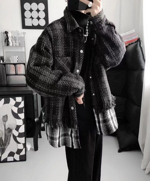 FVLMEN(フルメン)の「【FVLMEN】リメイク レイヤード ツイード チェック シャツ ジャケット(シャツ/ブラウス・メンズ・ブラック/ホワイト・MEDIUM/LARGE/X-LARGE)」の5枚目の写真