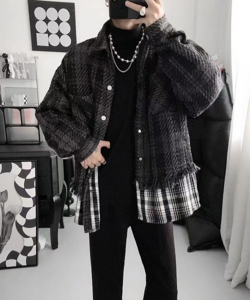 FVLMEN(フルメン)の「【FVLMEN】リメイク レイヤード ツイード チェック シャツ ジャケット(シャツ/ブラウス・メンズ・ブラック/ホワイト・MEDIUM/LARGE/X-LARGE)」の6枚目の写真
