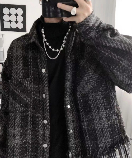 FVLMEN(フルメン)の「【FVLMEN】リメイク レイヤード ツイード チェック シャツ ジャケット(シャツ/ブラウス・メンズ・ブラック/ホワイト・MEDIUM/LARGE/X-LARGE)」の7枚目の写真