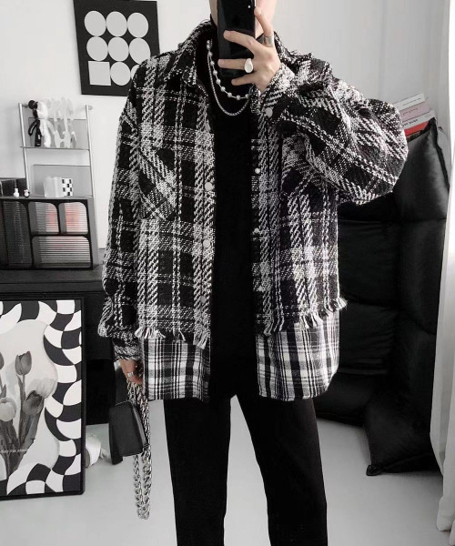[FVLMEN] Limeyk relay twin check shirt jacket — рубашка-жакет в клетку