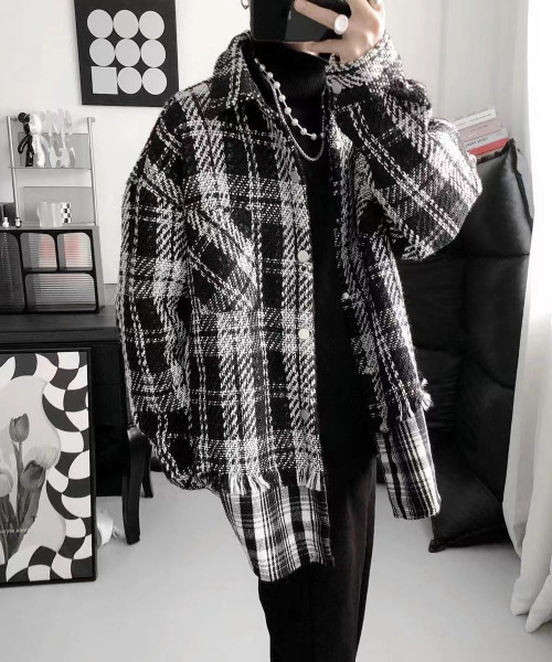 FVLMEN(フルメン)の「【FVLMEN】リメイク レイヤード ツイード チェック シャツ ジャケット(シャツ/ブラウス・メンズ・ブラック/ホワイト・MEDIUM/LARGE/X-LARGE)」の12枚目の写真
