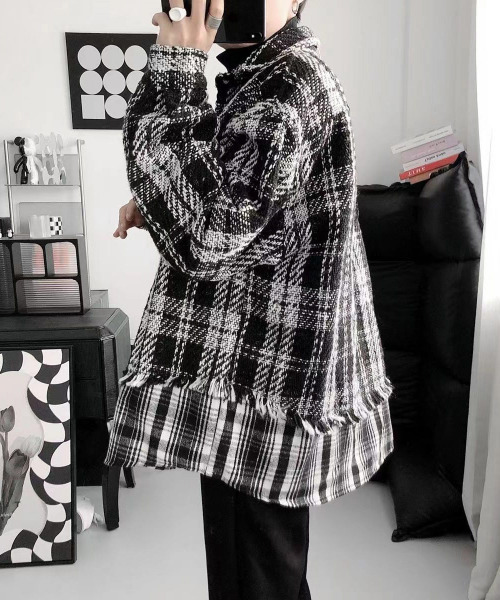 FVLMEN(フルメン)の「【FVLMEN】リメイク レイヤード ツイード チェック シャツ ジャケット(シャツ/ブラウス・メンズ・ブラック/ホワイト・MEDIUM/LARGE/X-LARGE)」の13枚目の写真