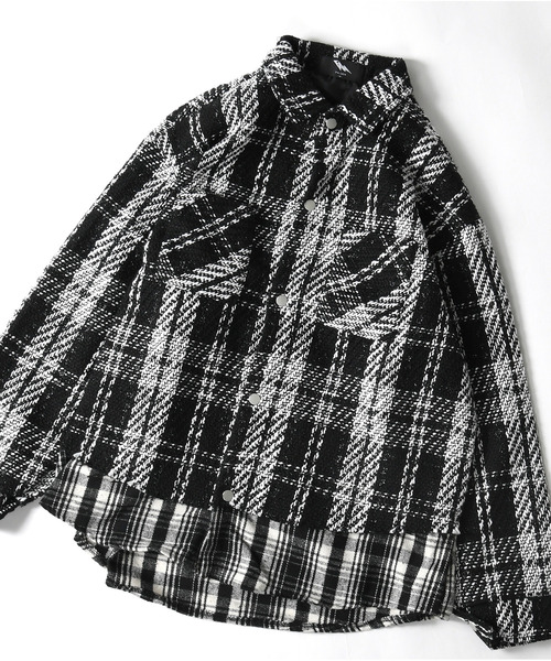 FVLMEN(フルメン)の「【FVLMEN】リメイク レイヤード ツイード チェック シャツ ジャケット(シャツ/ブラウス・メンズ・ブラック/ホワイト・MEDIUM/LARGE/X-LARGE)」の14枚目の写真