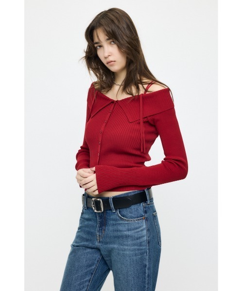MOUSSY(マウジー)の「【26年SS新作】3WAY SHOULDER ニット(ニット/セーター・レディース・アイボリー/ブラック/ネイビー/レッド・FREE)」の17枚目の写真