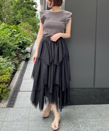 チュールティアードスカート