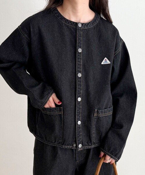 fredy emue(フレディエミュ)の「【GEVACO/ゲバコ】ノーカラーデニムジャケット(デニムジャケット・レディース・ネイビー/ブラック・38)」の6枚目の写真