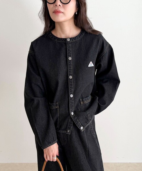 fredy emue(フレディエミュ)の「【GEVACO/ゲバコ】ノーカラーデニムジャケット(デニムジャケット・レディース・ネイビー/ブラック・38)」の7枚目の写真