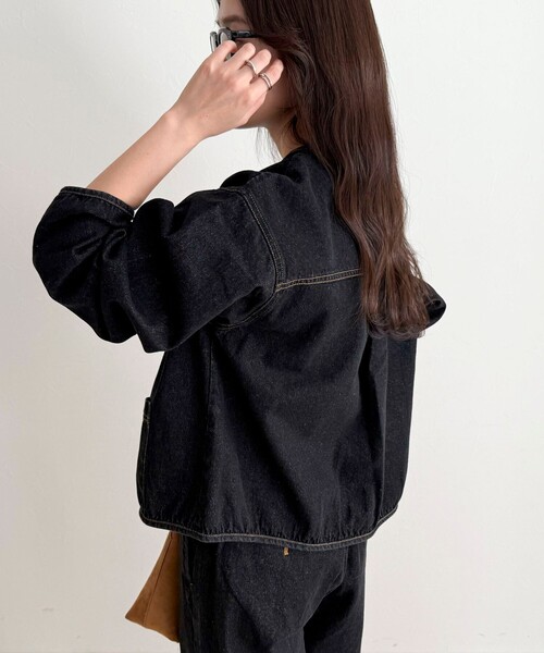 fredy emue(フレディエミュ)の「【GEVACO/ゲバコ】ノーカラーデニムジャケット(デニムジャケット・レディース・ネイビー/ブラック・38)」の8枚目の写真