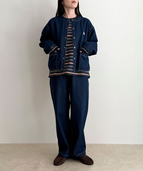 fredy emue(フレディエミュ)の「【GEVACO/ゲバコ】ノーカラーデニムジャケット(デニムジャケット・レディース・ネイビー/ブラック・38)」の10枚目の写真