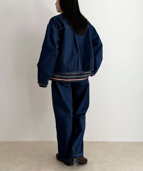 fredy emue(フレディエミュ)の「【GEVACO/ゲバコ】ノーカラーデニムジャケット(デニムジャケット・レディース・ネイビー/ブラック・38)」の12枚目の写真