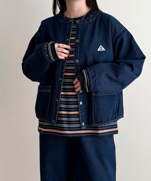 fredy emue(フレディエミュ)の「【GEVACO/ゲバコ】ノーカラーデニムジャケット(デニムジャケット・レディース・ネイビー/ブラック・38)」の13枚目の写真