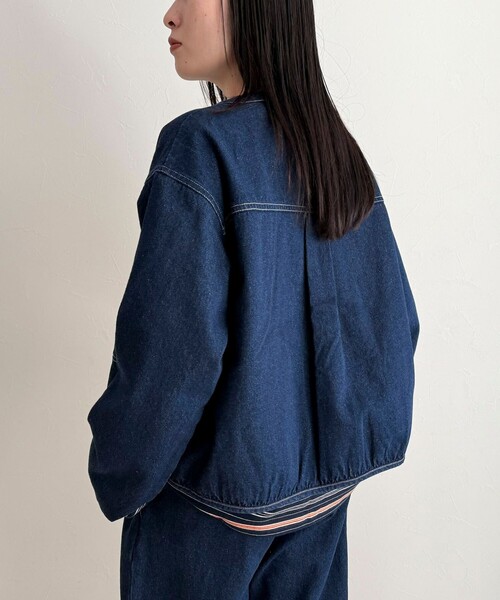 fredy emue(フレディエミュ)の「【GEVACO/ゲバコ】ノーカラーデニムジャケット(デニムジャケット・レディース・ネイビー/ブラック・38)」の15枚目の写真