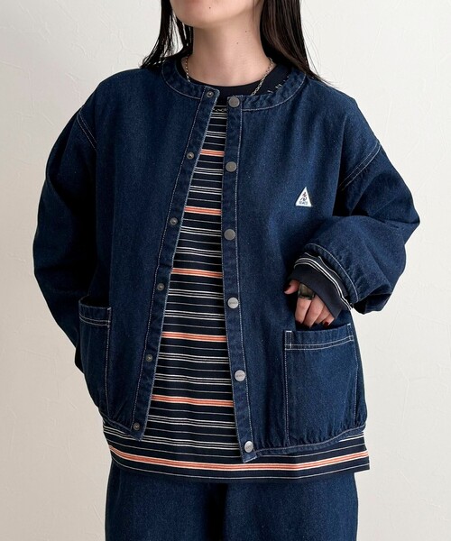 fredy emue(フレディエミュ)の「【GEVACO/ゲバコ】ノーカラーデニムジャケット(デニムジャケット・レディース・ネイビー/ブラック・38)」の16枚目の写真
