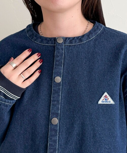 fredy emue(フレディエミュ)の「【GEVACO/ゲバコ】ノーカラーデニムジャケット(デニムジャケット・レディース・ネイビー/ブラック・38)」の22枚目の写真