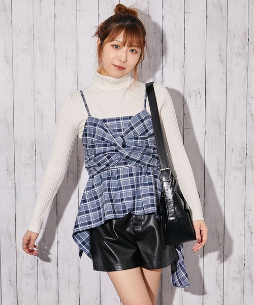 GORGE(ゴージ)の「《チェック柄×リボンデザイン》キャミソール/春夏/全3色(キャミソール・レディース・ブラック/ブルー/ネイビー・F)」の3枚目の写真