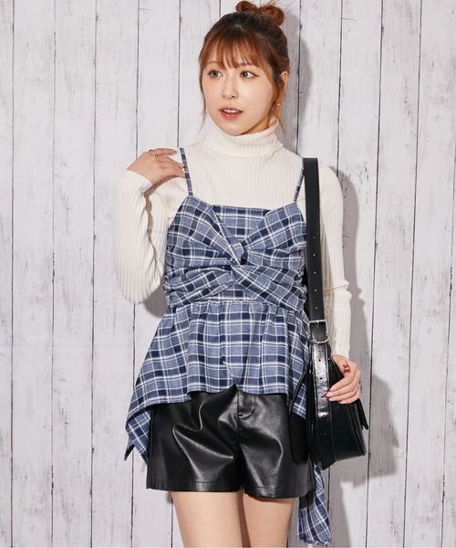 GORGE(ゴージ)の「《チェック柄×リボンデザイン》キャミソール/春夏/全3色(キャミソール・レディース・ブラック/ブルー/ネイビー・F)」の4枚目の写真