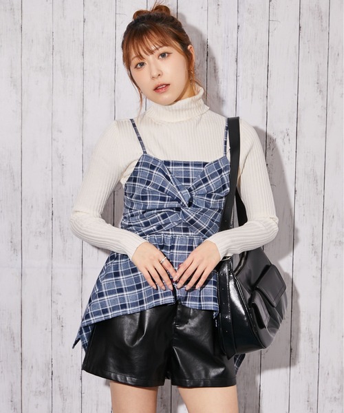 GORGE(ゴージ)の「《チェック柄×リボンデザイン》キャミソール/春夏/全3色(キャミソール・レディース・ブラック/ブルー/ネイビー・F)」の5枚目の写真