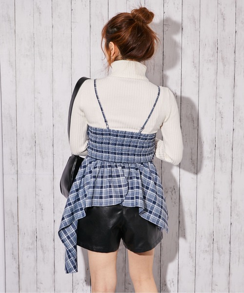 GORGE(ゴージ)の「《チェック柄×リボンデザイン》キャミソール/春夏/全3色(キャミソール・レディース・ブラック/ブルー/ネイビー・F)」の7枚目の写真