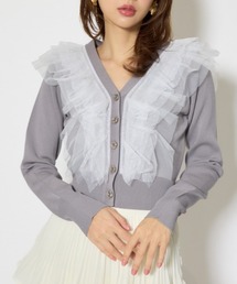 rienda（リエンダ）の「フリルチュールニットカーディガン　春服（カーディガン/ボレロ）」