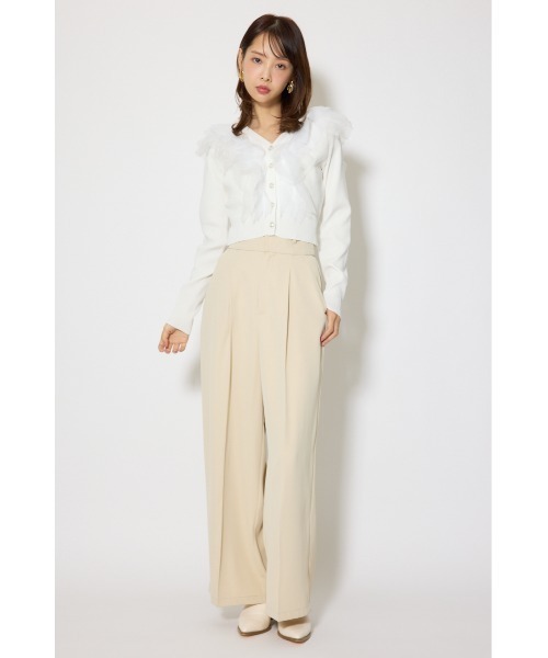 rienda（リエンダ）の「フリルチュールニットカーディガン　春服（カーディガン/ボレロ・レディース・ピンク/ホワイト/グレー・FREE）」の7枚目の写真