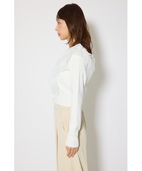 rienda（リエンダ）の「フリルチュールニットカーディガン　春服（カーディガン/ボレロ・レディース・ピンク/ホワイト/グレー・FREE）」の10枚目の写真