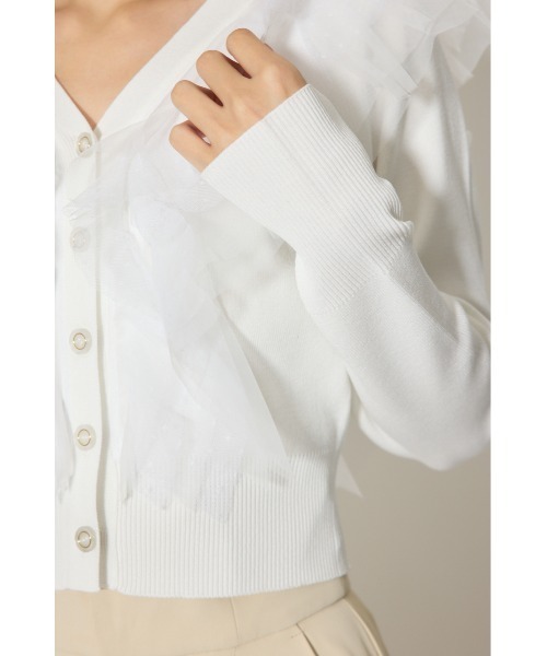 rienda（リエンダ）の「フリルチュールニットカーディガン　春服（カーディガン/ボレロ・レディース・ピンク/ホワイト/グレー・FREE）」の13枚目の写真