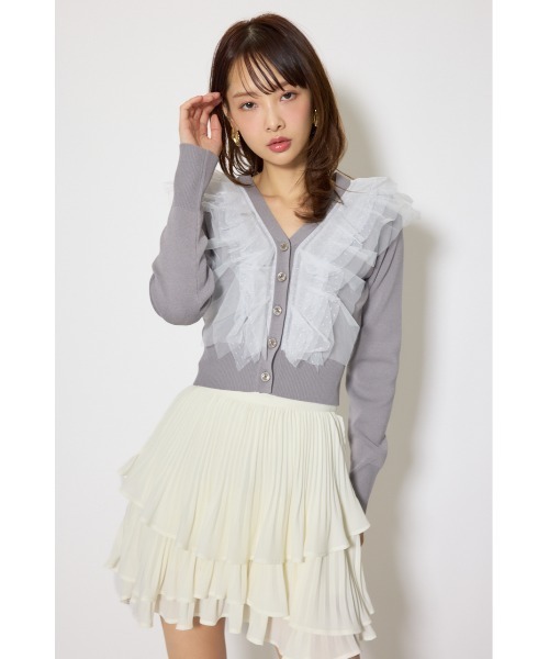 rienda（リエンダ）の「フリルチュールニットカーディガン　春服（カーディガン/ボレロ・レディース・ピンク/ホワイト/グレー・FREE）」の14枚目の写真