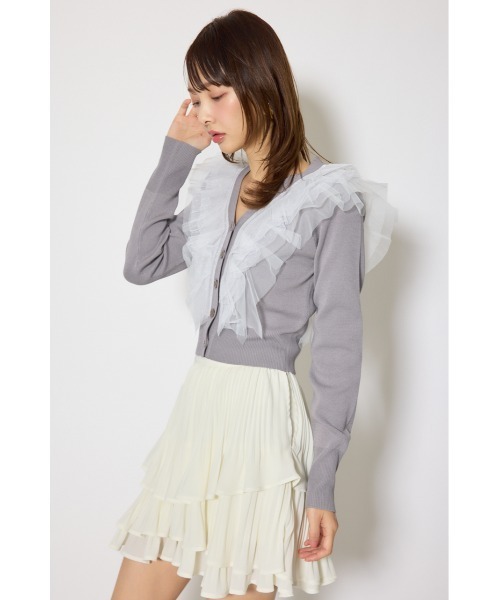 rienda（リエンダ）の「フリルチュールニットカーディガン　春服（カーディガン/ボレロ・レディース・ピンク/ホワイト/グレー・FREE）」の15枚目の写真