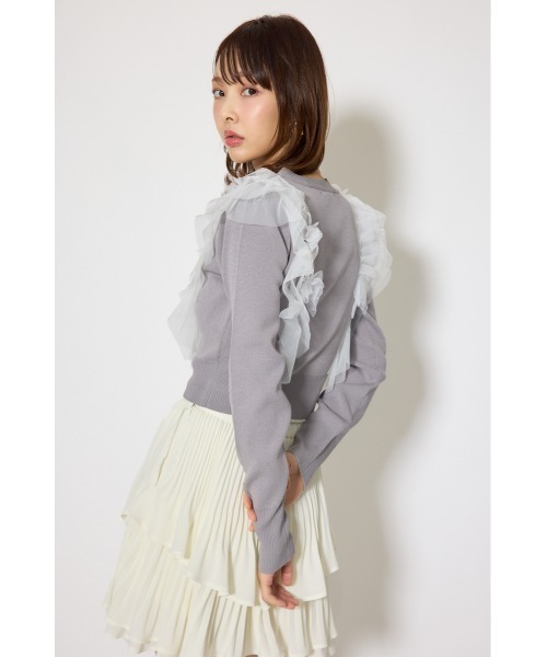rienda（リエンダ）の「フリルチュールニットカーディガン　春服（カーディガン/ボレロ・レディース・ピンク/ホワイト/グレー・FREE）」の16枚目の写真