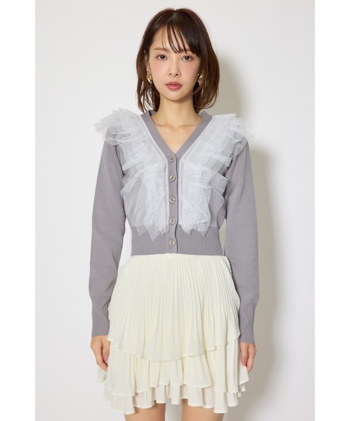 rienda（リエンダ）の「フリルチュールニットカーディガン　春服（カーディガン/ボレロ・レディース・ピンク/ホワイト/グレー・FREE）」の19枚目の写真