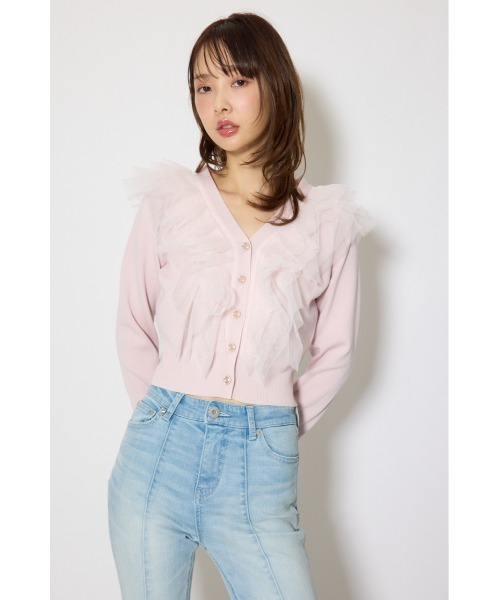 rienda（リエンダ）の「フリルチュールニットカーディガン　春服（カーディガン/ボレロ・レディース・ピンク/ホワイト/グレー・FREE）」の21枚目の写真